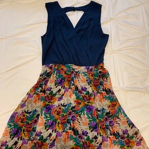 Navy and floral dress